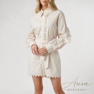 H&M Cream Ruffled Jumpsuit